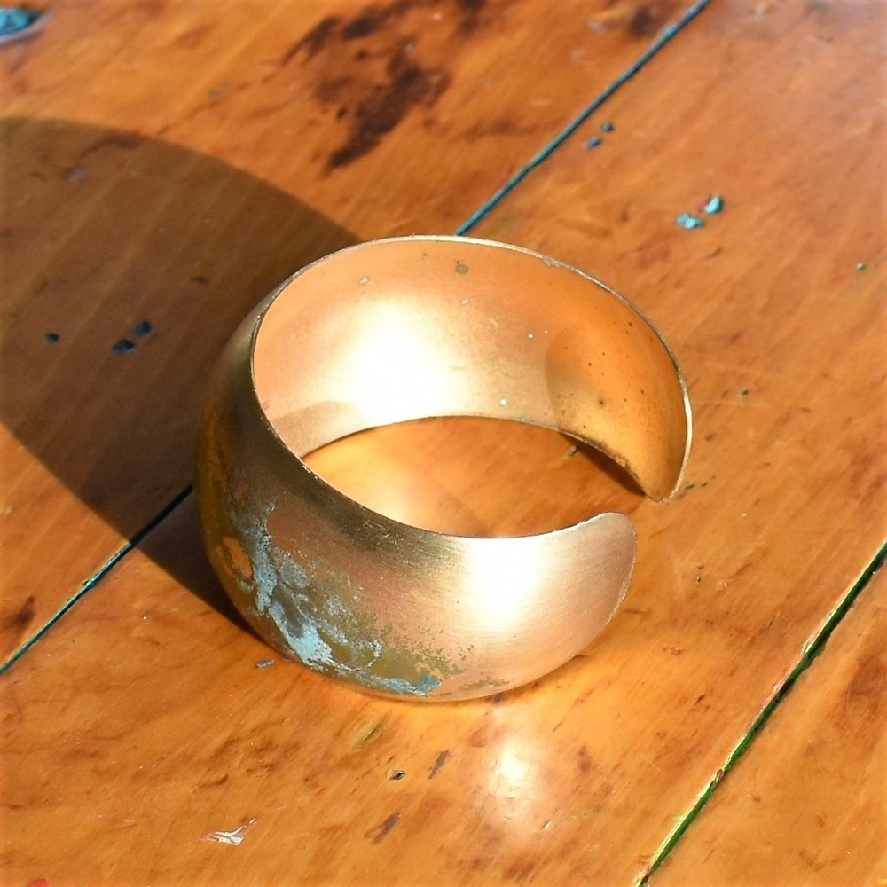 Handcrafted Solid Brass Verdigris Cuff Bracelet - image 8